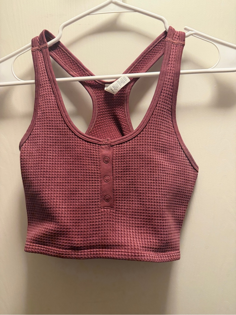 aerie Waffle Knit Racerback Sports Bra - Dusty Rose